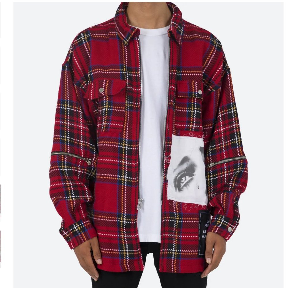 MNML EXPOSED ZIPPER SHIRT RED/YELLOW/BLUE Shacket